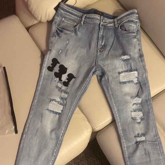 Amari Old English distressed skinny jeans in a light blue wash size 38 - Picture 17 of 17